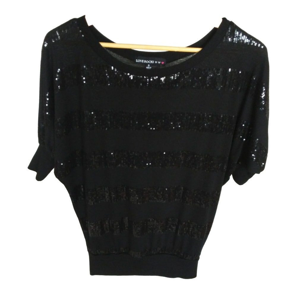 Love Rocks Loose Fitting Sequin Striped Top